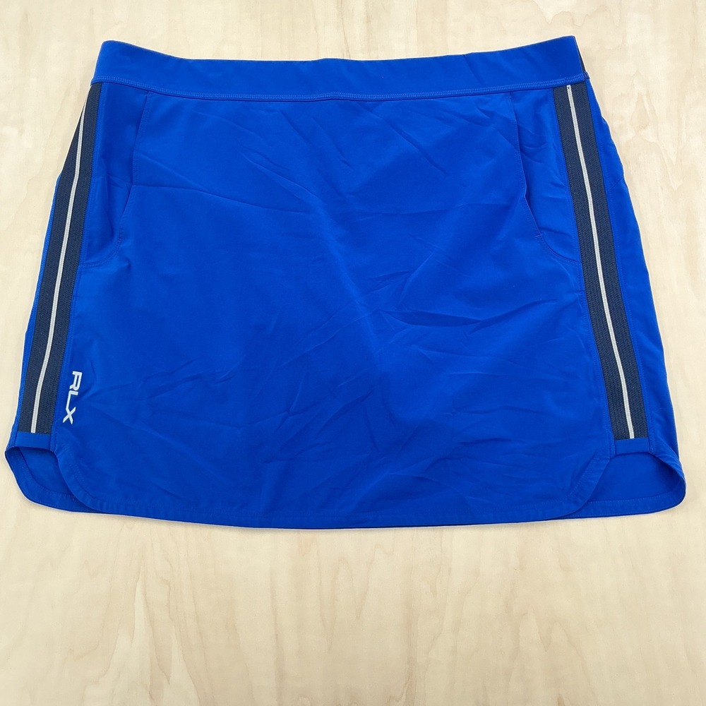 RLX Ralph Lauren Skort Womens XL Blue Neon Yellow Athletic Golf Tennis Sporty